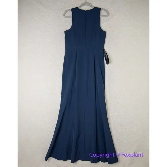 New! Kay Unger Talia Column Gown navy blue, women size 10 - Picture 9 of 16